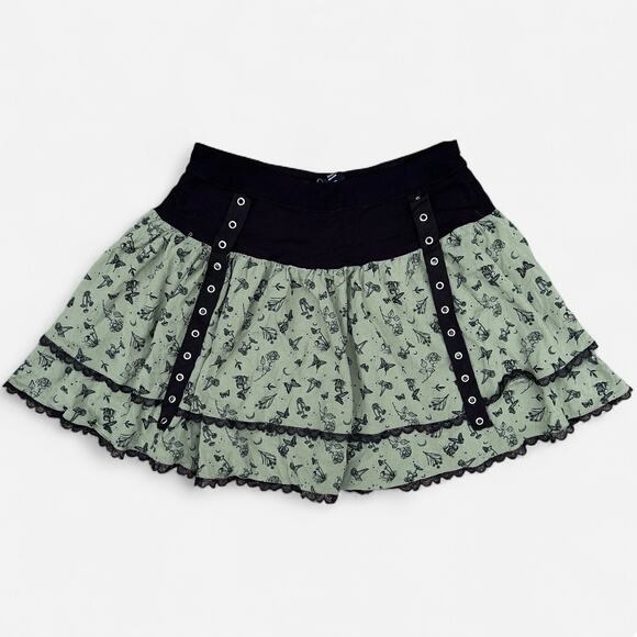 Hot Topic Dresses & Skirts - Torn Fable Fairycore Pattern Green Mini Skirt